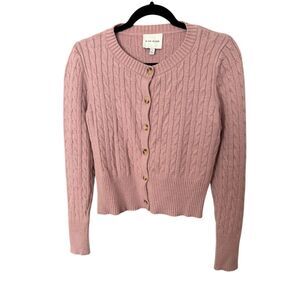 Pink Rose Women’s Button Front Cardigan Size L Rose Pink Knit Sweater